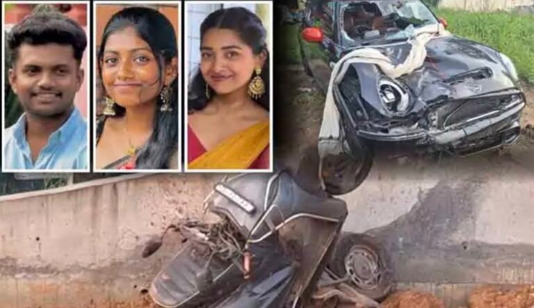 മിനി കൂപ്പർ കാർ സ്കൂട്ടറിലിടിച്ച് മൂന്ന് പേർ മരിച്ചു; ഡ്രൈവർ പിടിയിൽ